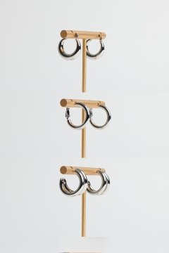 Earring Silver Hoops Set Of 3